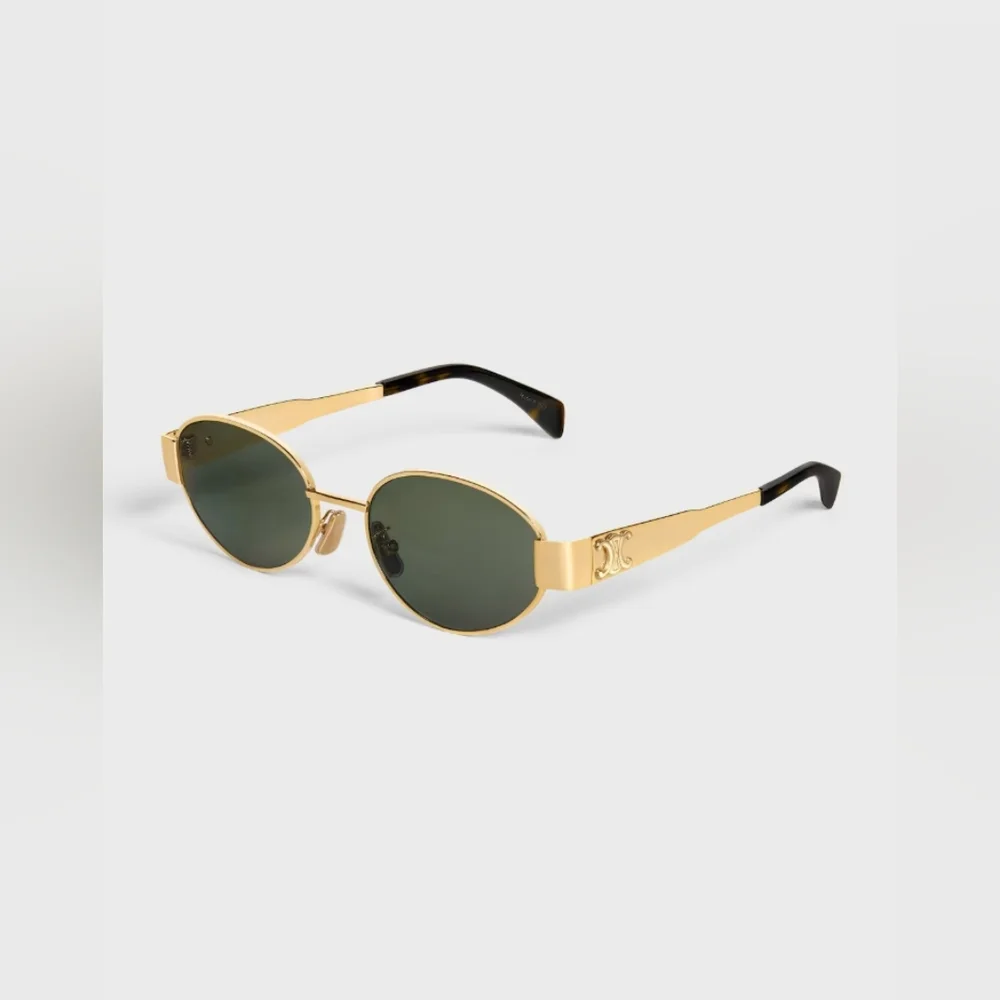 Celine Gold Metal Sunglasses with Green Lenses